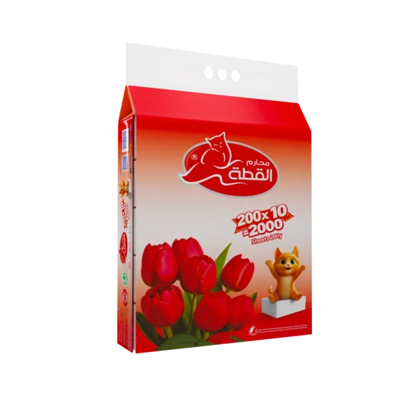 مناديل القطة احمر 200 منديل مزدوج